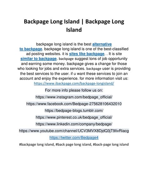 backpage long.island|YESBACKPAGE